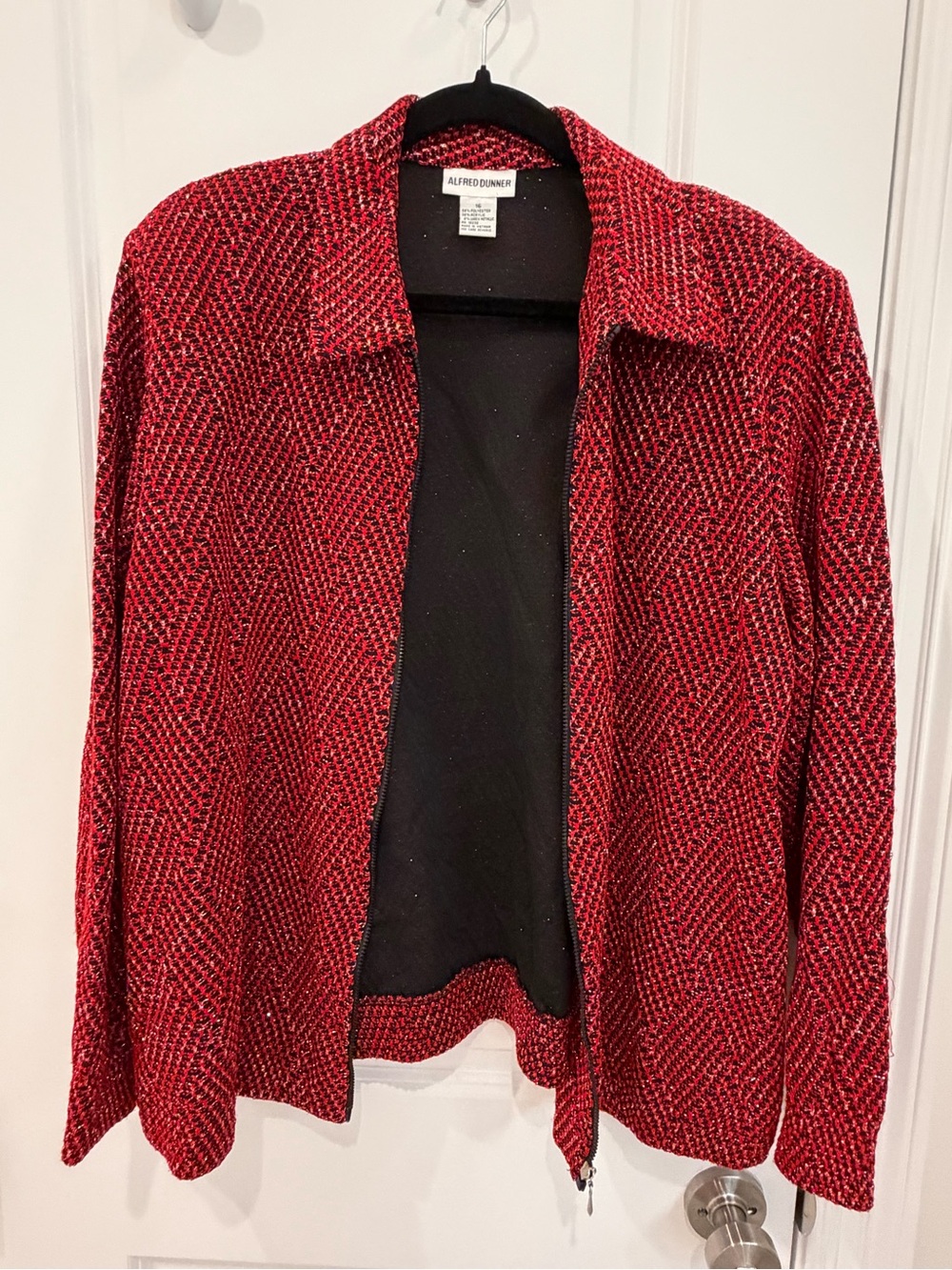 Alfred Dunner Red Textured Zip Jacket